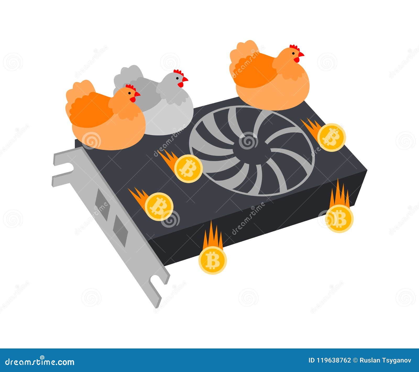 Mining Farm And Chickens Carry Bitcoins Illustration Bitcoin Mine - 